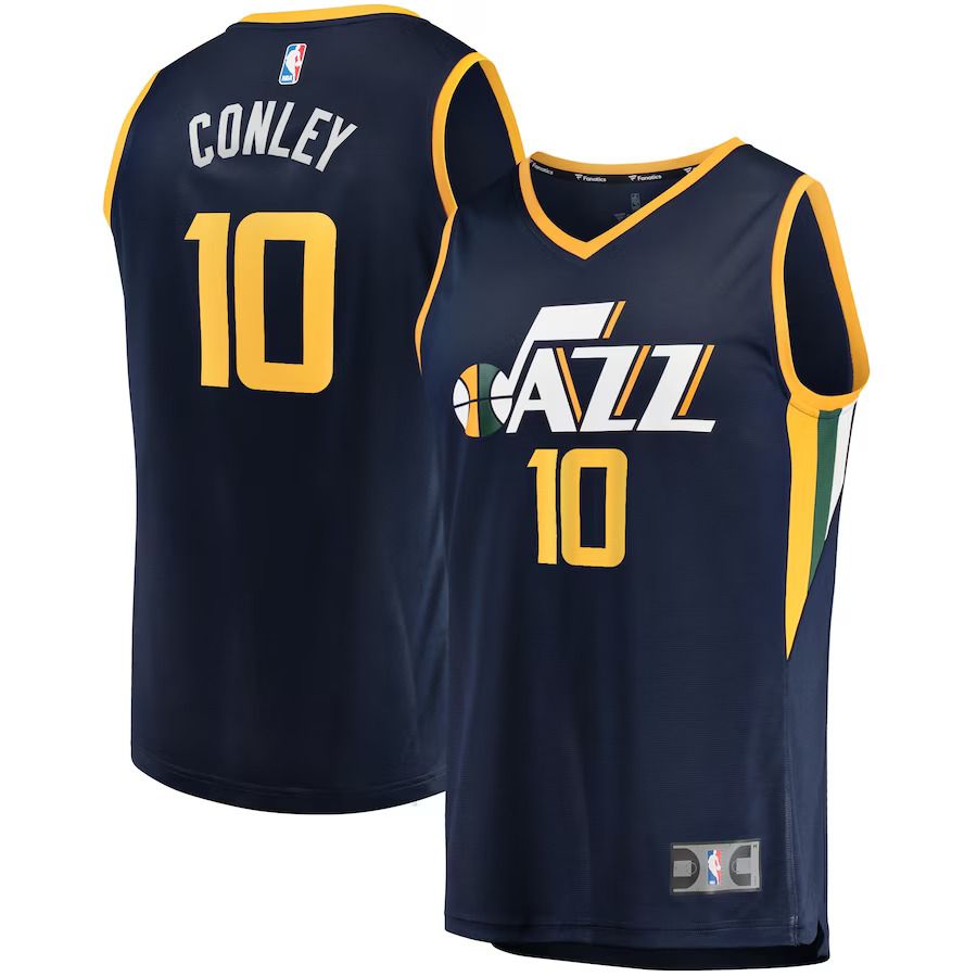 Men Utah Jazz 10 Mike Conley Fanatics Branded Navy Fast Break Replica Player NBA Jersey
